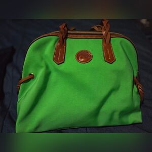 Dooney & Bourke Vibrant Green w/ Brown Leather Trim